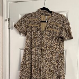 Anthropologie Leopard Print Dress with Lace